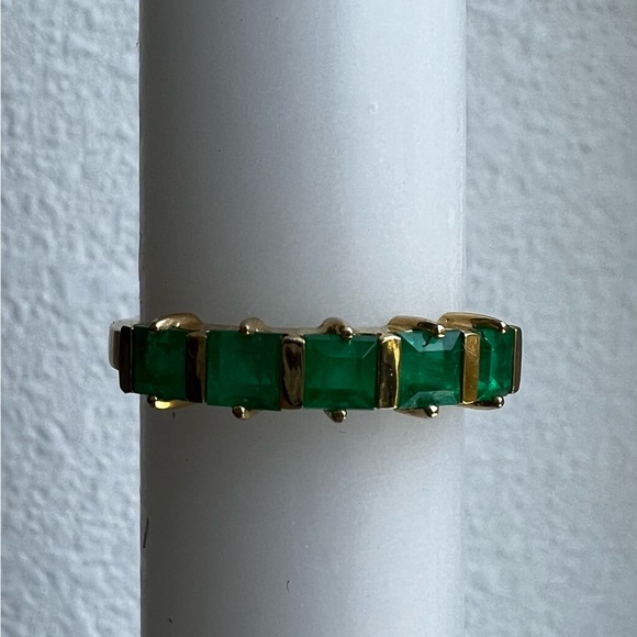 Emerald ring. HALF ETERNITY RINGE 18K YELLOW. - Picture 3 of 14